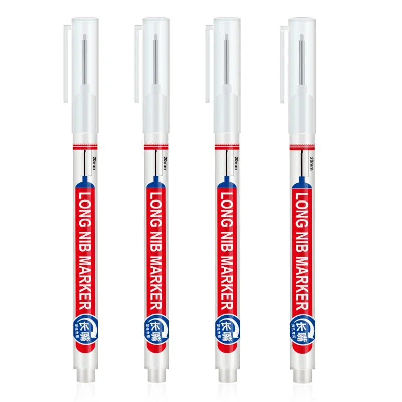 4Pcs/Set 20mm Deep Hole Long Nib Head Markers For Metal Perforating Pen Waterproof Bathroom Woodworking Decoration Multi-Purpose Beauty World Shop