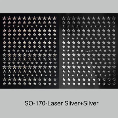 3D Black Pink Stars Stickers for Nails Golden Silvery Stars Adhesive Nail Decals Autumn Winter Festival DIY Nail Art Accessories Beauty World Shop