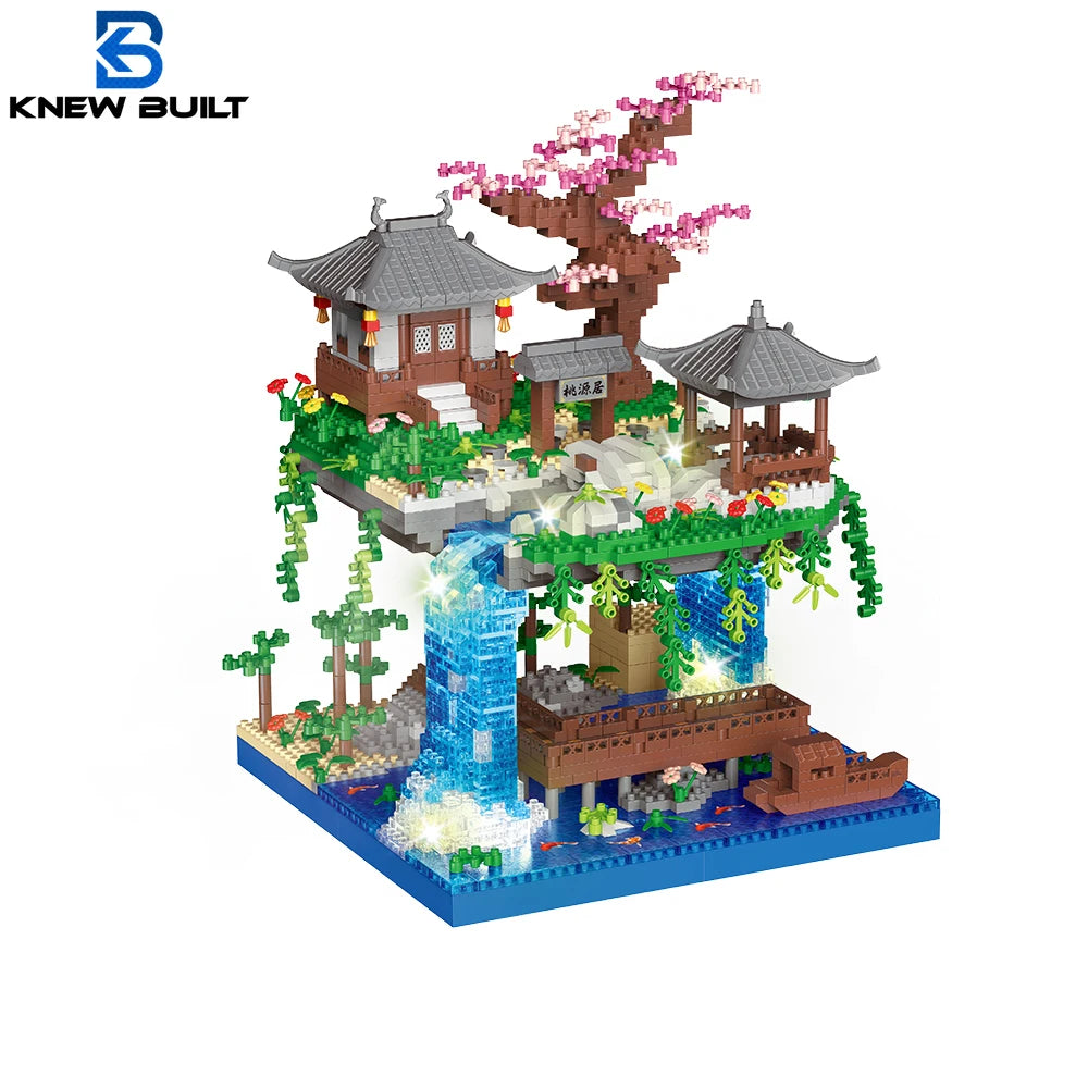 Taohuatan Lake Themed Micro Brick Building Blocks Set Adult Creative Toys Unique Chinese Landscape Model Bricks with LED Light Beauty World Shop