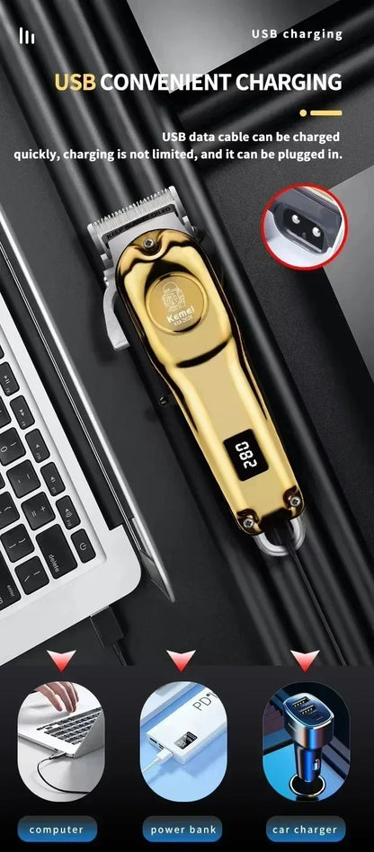 Kemei Hair Clippers KM-2628 KM-678 KM-2024 Professional Electric Beard Clipper Rechargeable Men's Shaver Hair Trimmer Kit Men Beauty Trend Shop