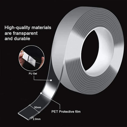 1pc Strong Double-sided Tape, Can Be Cleaned And Reused. Transparent Double-sided Tape Use for Kitchen, Bathroom, Office Beauty World Shop