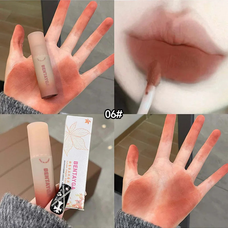 BENTAYGA Autumn Velvet Lip Mud — Matte Finish, Skin-Tone Enhancing Lip Tint, Versatile Nude Makeup, Budget-Friendly for Students Beauty Trend Shop