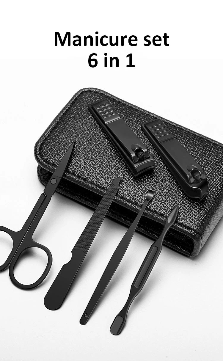 scissors set, Ear pick nail clipper tool, household nail clippers stainless steel pedicure knife,Green 6,piece set Beauty Fashion