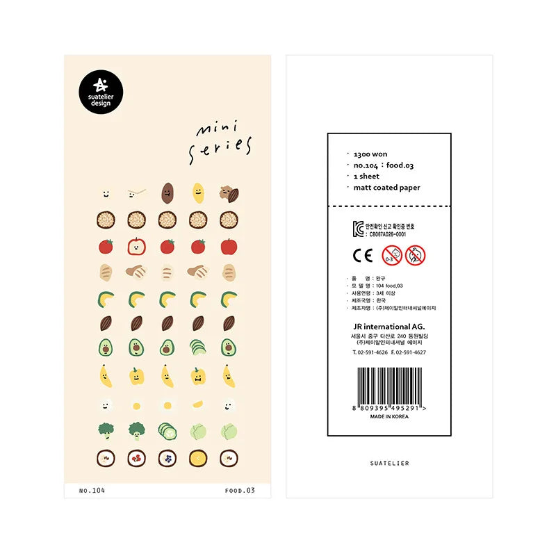 Korean Brand Suatelier Collection Daily Food Vlog Stickers DIY Scrapbooking Journey Diary Stationery Stickers Supplies Beauty World Shop