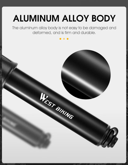 WEST BIKING Mini Bike Pump 100PSI Schrader Presta Valve MTB Road Cycling Pump Aluminum Alloy Bicycle Hand Air Pump Tire Inflator Beauty World Shop