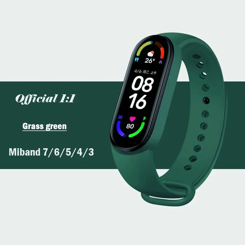 official Silicone Strap For Xiaomi Mi Band 4 5 6 7 Bracelet Sport Watch Wristband Miband4 miband7 Correa Mi band 3 4 5 6 7 Band Beauty Fashion