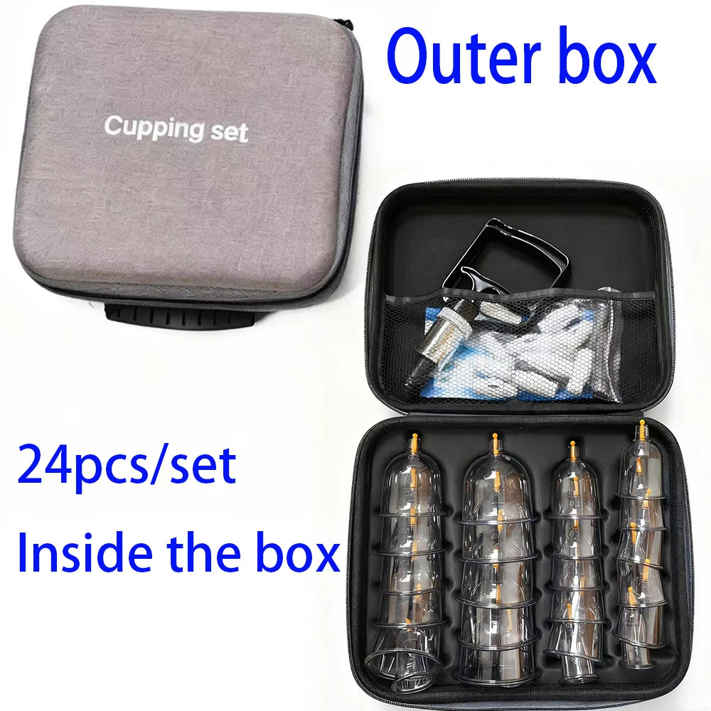 24/12Pcs Cupping Relaxation Set: Cupping Cups in Various Sizes, a Manual Pump, and a Detailed Guide Cupping Set for Massage Beauty World Shop