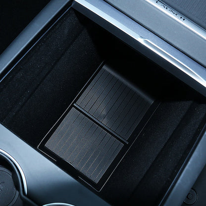 For Tesla Model Y Juniper 2025 Launch Center Console Eyeglasses Storage Box Armrest Box Upper&Lower Silicone Pad Beauty World Shop