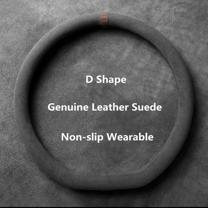 Car Steering Wheel Covers Cowhide Suede Steering Wheel Cover Wrap Universal 37-38cm Breathable Steering Covers Car Accessories Beauty World Shop