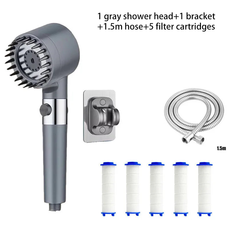 Shower head Shower Filter with Four Modes Bathroom Accessories Head Massage Shower Accessories Shower Knobs Home Furnishings Beauty World Shop