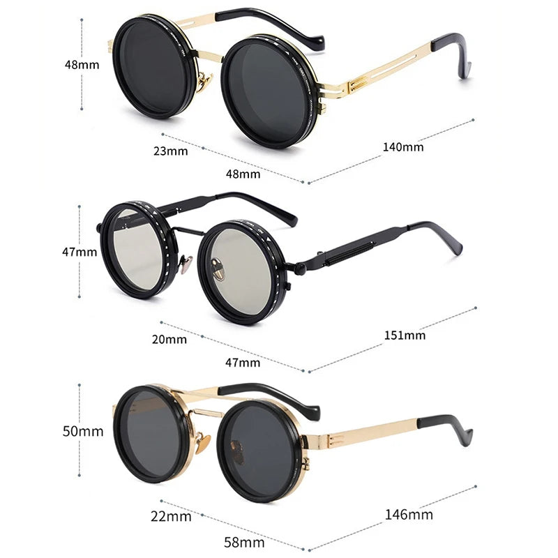 SHAUNA Retro Metal Round Punk ND9-level Adjustable Dimming Sunglasses Women Polarized UV400 Fashion Men Outdoor Sun Glasses Beauty World Shop