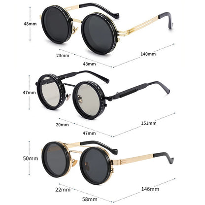 SHAUNA Retro Metal Round Punk ND9-level Adjustable Dimming Sunglasses Women Polarized UV400 Fashion Men Outdoor Sun Glasses Beauty World Shop