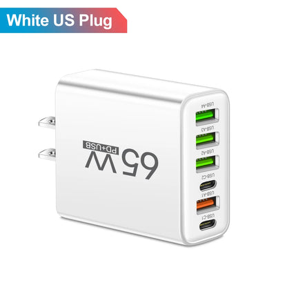 USB Charger 65W Mobile Phone Charger Fast Charging For Xiaomi Samsung Huawei P70 Travel Charger Adaptor For iPhone Quick Charger Beauty World Shop