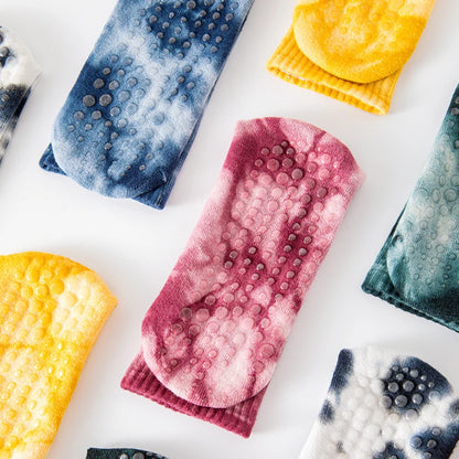 New Fashion Tie-dye Mid-calf Yoga Socks Pilates Socks Indoor Special Non-slip Sports Socks Dance Fitness Floor Socks Beauty World Shop