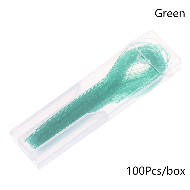 100Pcs Dental Floss Threader Dental Traction Line Oral For Crown Brace Bridge Implant Hoop Threading Braces Steel Traction Beauty World Shop