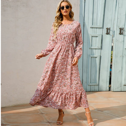 2023 Sping Summer Bohemian Women Maxi Dress Casual Long Sleeve High Waist Beach Woman Chiffon Dresses Floral Vestidoes Mujer New Beauty World Shop