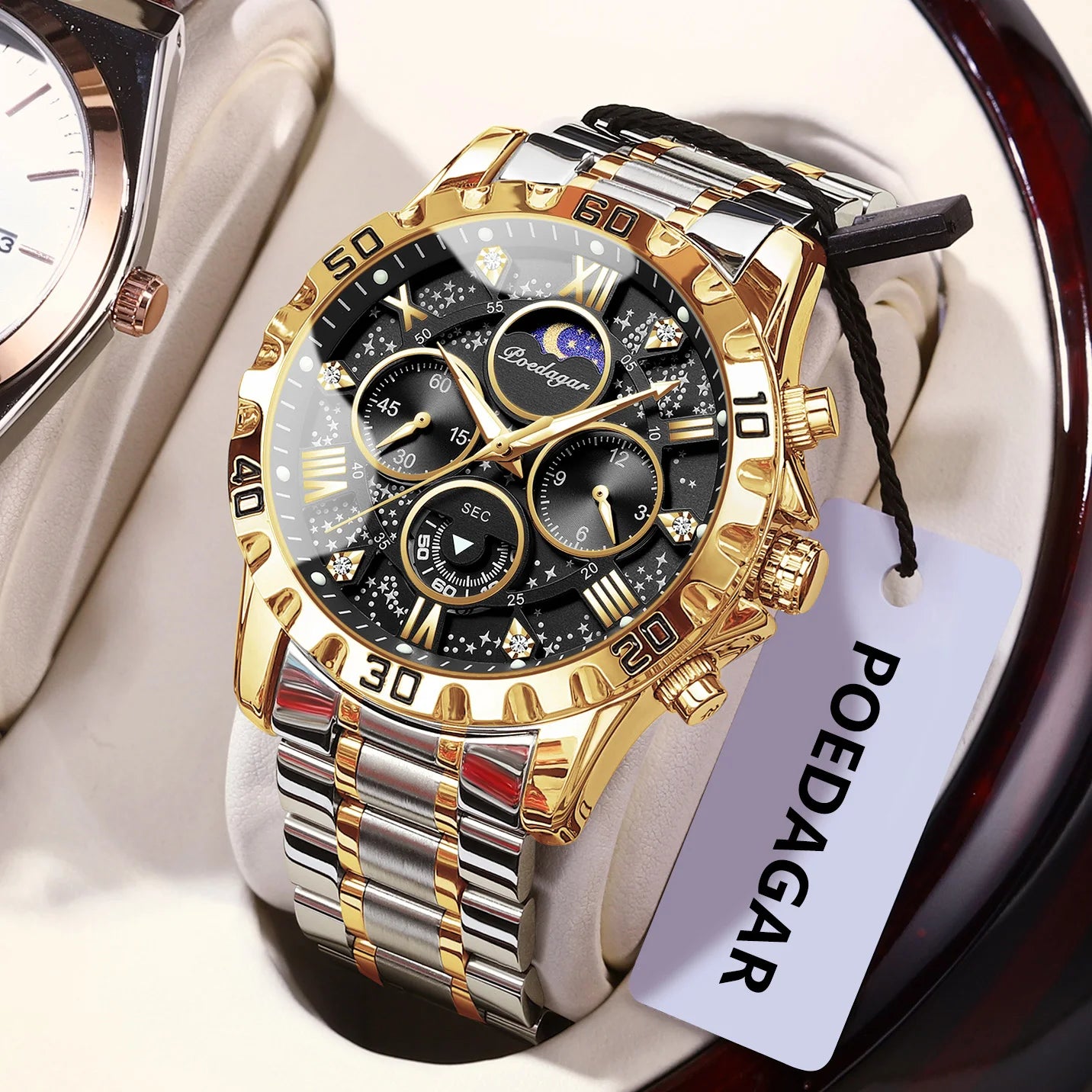 POEDAGAR Luxury Man Watch Waterproof Luminous Stainless Steel Quartz Men's Wristwatch Chronograph Military Watches For Men Reloj Beauty World Shop