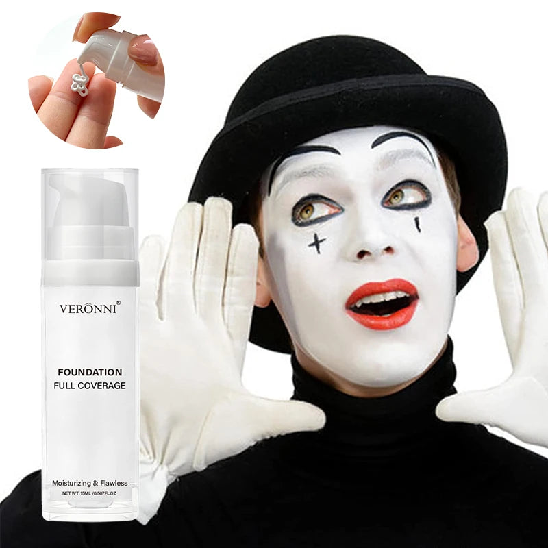 White Liquid Foundation, Full Coverage Heavy Duty Coverage, Creamy Liquid Formula for Goth Makeup, Cosplay, Long-Lasting Matte Beauty World Shop