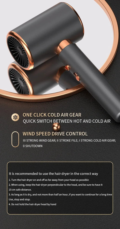 HOMEFISH 2000W Salon Hair Dryer with Hot/Cold Air Brush Negative Ionic Technology 5th Gear Strong Power Hairdryer without Comb Beauty World Shop