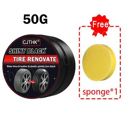 50g Tire Coating Wax Car Tire Retreading and Film Plating Cream Tire Shine Coating Wax Auto Rubber Parts Shiny Paste Anti-Aging Beauty World Shop