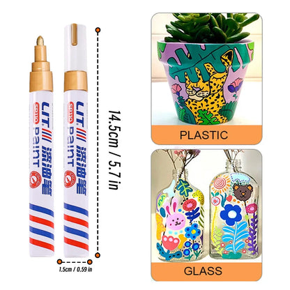 3mm 10p Colorful 8 Colors Permanent Paint Marker Waterproof White Markers tire tread rubber fabric Paint metal Paint Marker Pens Beauty World Shop