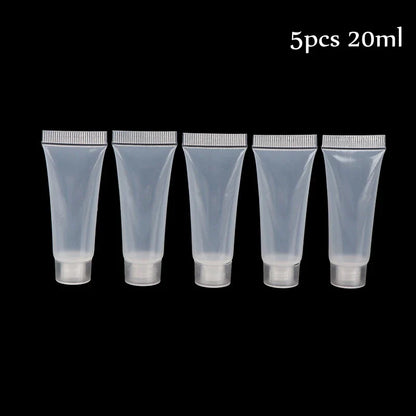 5pcs Squeeze Lotion Container Refillable Bottle Travel Pack Empty Matte Clear Tube Cosmetic Cream Lotion Shampoo Bath Beauty Trend Shop