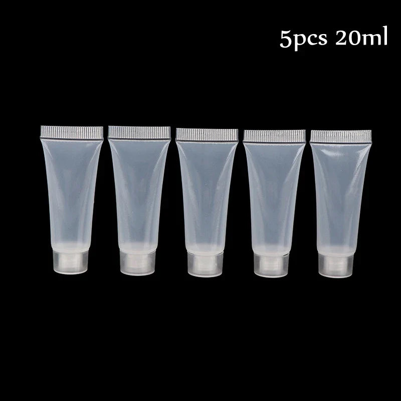 5pcs Squeeze Lotion Container Refillable Bottle Travel Pack Empty Matte Clear Tube Cosmetic Cream Lotion Shampoo Bath Beauty Trend Shop