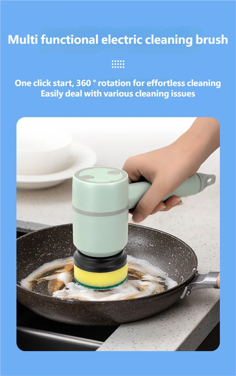 2025 Multi Functional Wireles Electric Cleaning Brush Household Toilet Cleaning Tool Handheld Kitchen Cleaning Brush