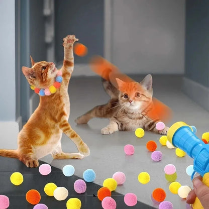 Cat Toys Interactive Launch Training Toy For Pet Kitten Creative Mini Shooting Gun Games Stretch Plush Ball Toys Pet Supplies Beauty World Shop