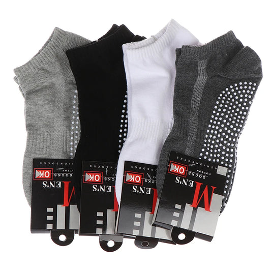1pair Men's Cotton Non-slip Yoga Socks With Grips Breathable Anti Skid Floor Socks For Pilates Gym Fitness Size 39-44 Beauty World Shop