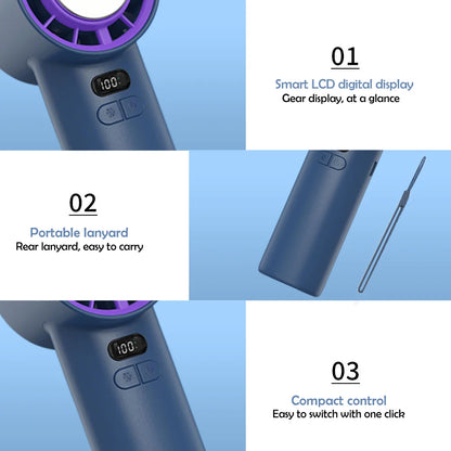 New Handheld Portable Fan 100 Wind Speeds Adjustable Refrigeration Mini Turbo Fan Long-lasting High Speed Cold Compress Fan