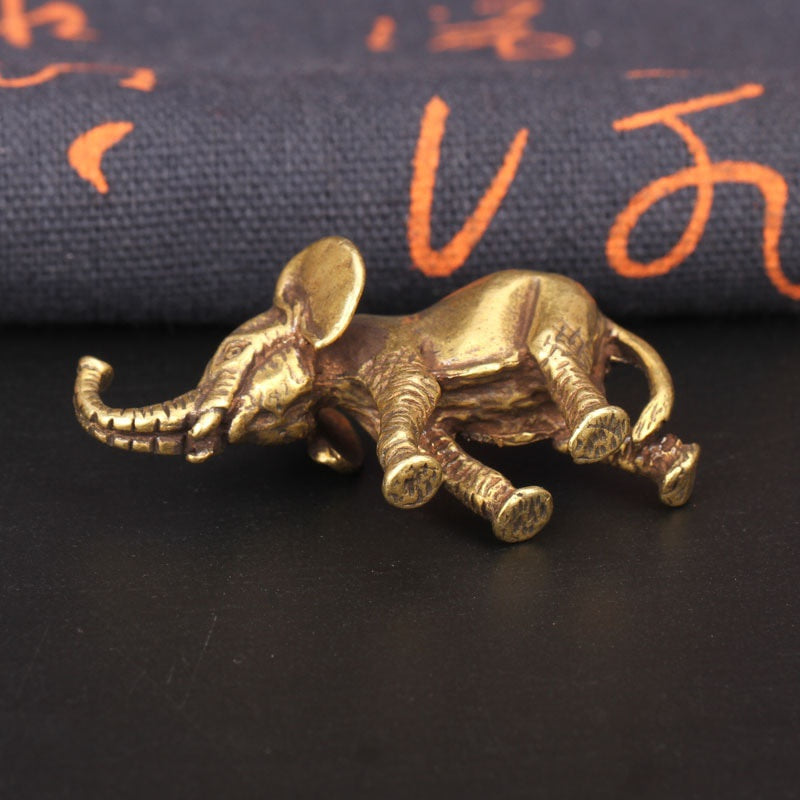 Antique Bronze Minature Elephant Figurines Tea Pet Table Ornament Decorations Solid Copper Animal Crafts Home Decor Living Room Beauty World Shop
