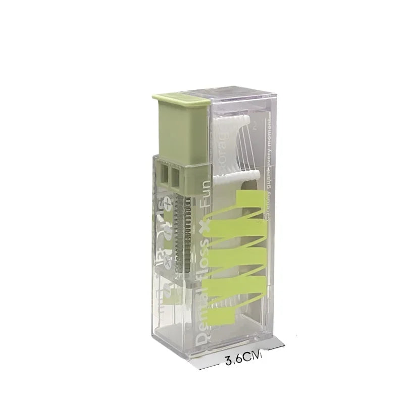 Portable Floss Dispenser Includes 10Pcs Floss Automatic Ejectable Floss Organiser Oral Care Press-on Disposable Flossing Sticks Beauty Fashion