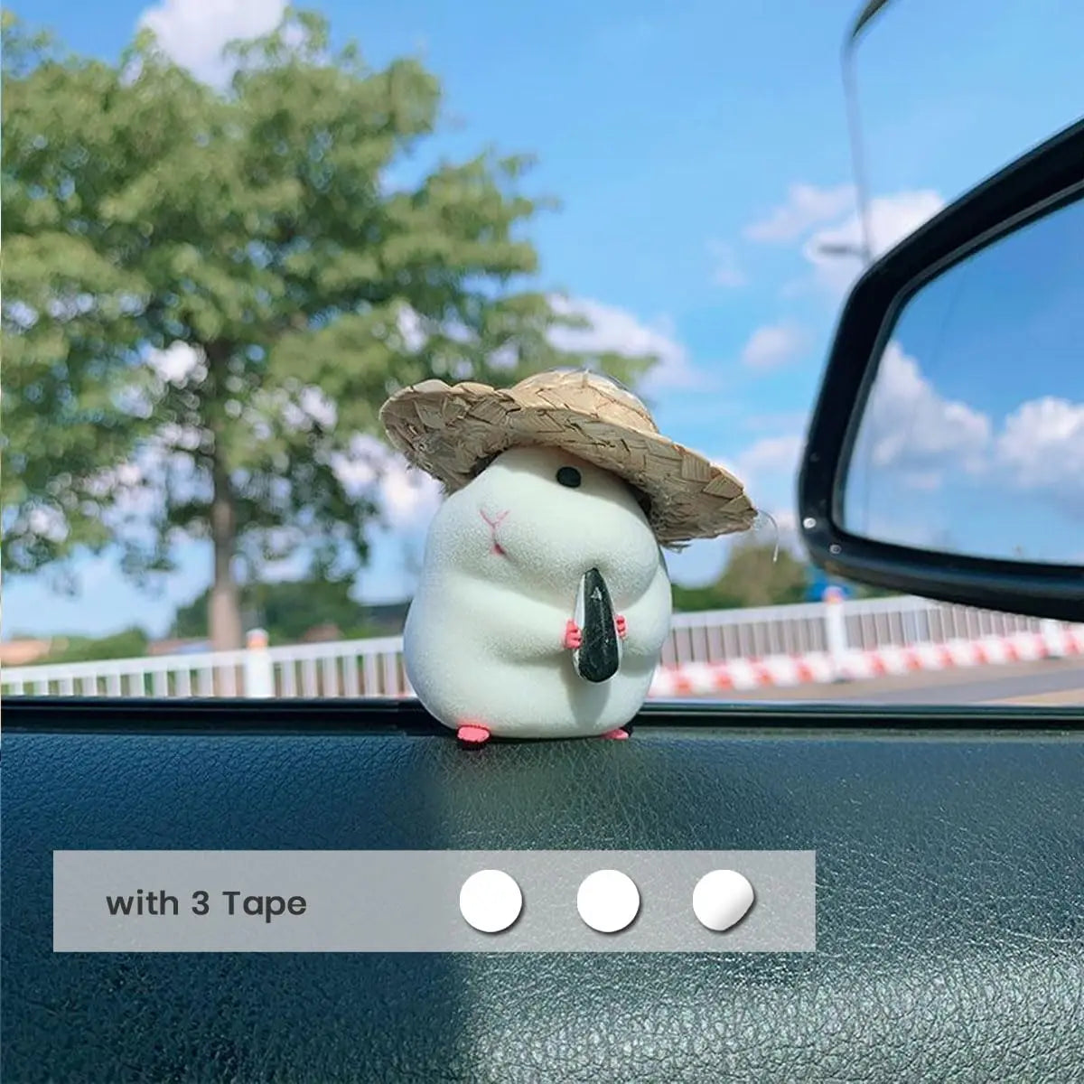 Cute Hamster with Straw Hat Car Ornament,Car Decoration Auto Interior Dashboard Accessories Beauty World Shop