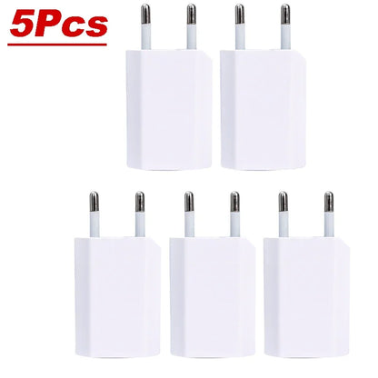 NNBILI 1-5Pcs Universal 5V 1A EU Plug USB Wall Phone Charger For iPhone Samsung Xiaomi Redmi Google Huawei Charger Power Adapter Beauty World Shop