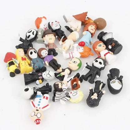 24Pcs/Set Horror Movie Characters V for Vendetta Chucky Freddy Jason Scary Saw PVC Action Figures Toys Beauty World Shop