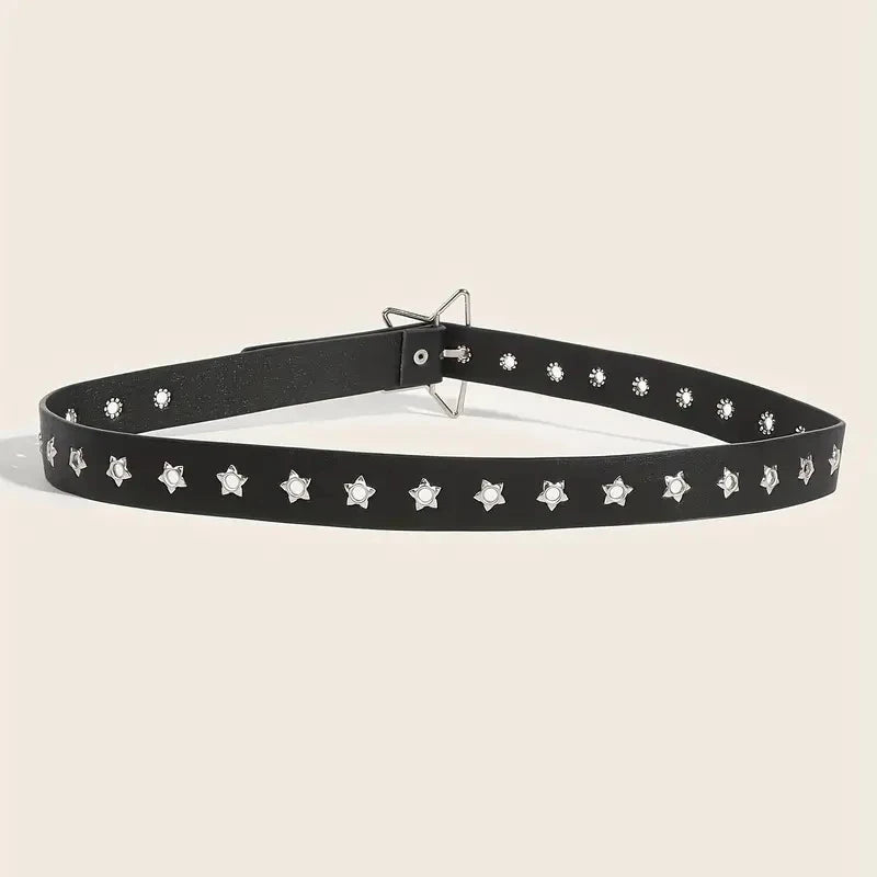 Fashion Punk style star buckle decorative belt with multiple holes small star shaped eyes multifunctional Jeans belt For Women Beauty World Shop