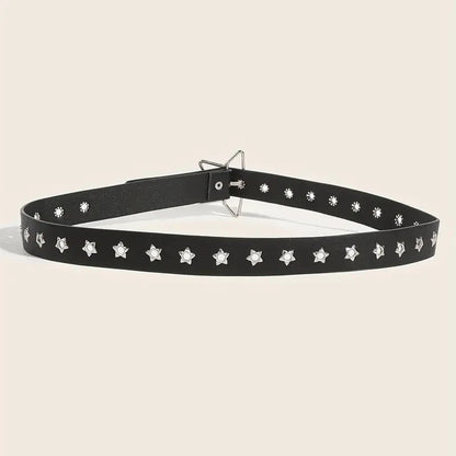 Fashion Punk style star buckle decorative belt with multiple holes small star shaped eyes multifunctional Jeans belt For Women Beauty World Shop