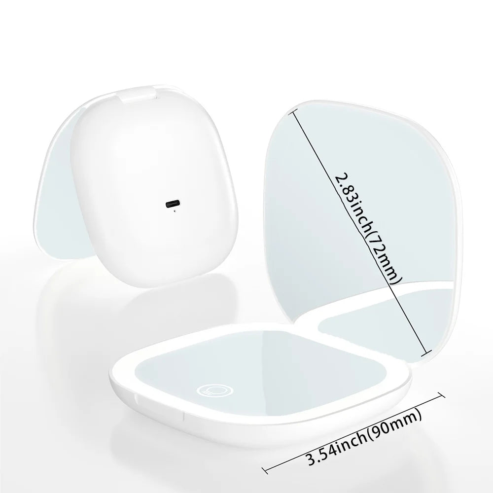 Mini Compact Foldable Pocket Hand Led Makeup Mirror With Led Light 5x/10x Magnification Rechargeable And Small Beauty World Shop