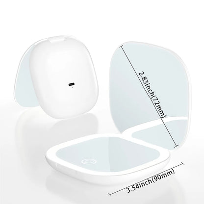 Mini Compact Foldable Pocket Hand Led Makeup Mirror With Led Light 5x/10x Magnification Rechargeable And Small Beauty World Shop