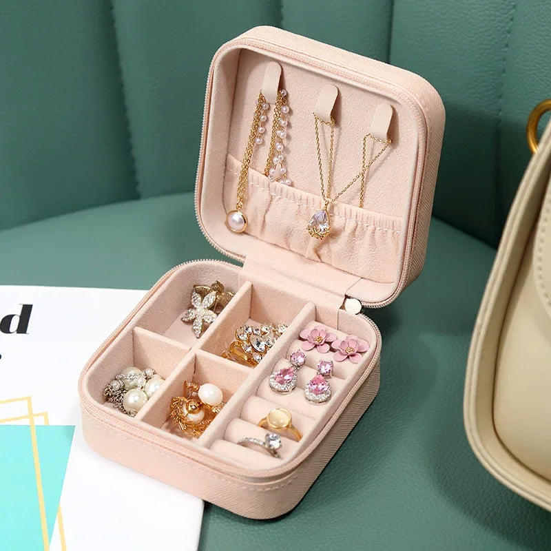 Portable Mini Jewelry Storage Box Travel Organizer Jewelry Case Leather Storage Earrings Necklace Ring Jewelry Organizer Display Beauty World Shop