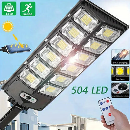 504LED uitra-Bright Solar Street lght Wide Angle Motion Sensor, RemoteControl,Energy-Efflcient, Waterproof 4300mah Beauty Fashion