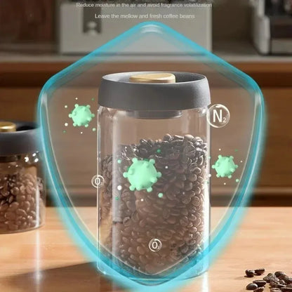 Manual Vacuum Sealed Coffee Jar High Borosilicate Glass Moisture Proof Tea Storage Container for Kitchen Coffee Beauty Trend Shop