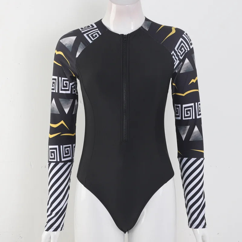 2026 Surfing Sport Swimsuit Long Sleeves Women One Piece Swimsuit  Swimwear Solid Monokini Bathing Suit Tropical Bodysuit Female Beauty World Shop