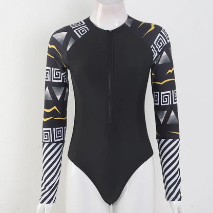 2026 Surfing Sport Swimsuit Long Sleeves Women One Piece Swimsuit  Swimwear Solid Monokini Bathing Suit Tropical Bodysuit Female Beauty World Shop