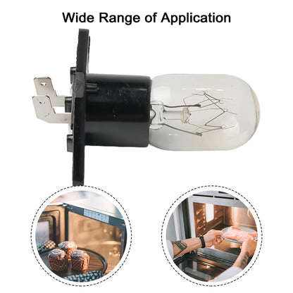 2A 250V 20W Microwave Oven Bulb Refrigerator Lighting Bulb Base Design With Holder Replacement Universal Beauty World Shop