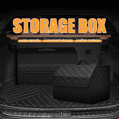 Car PU Leather Trunk Storage Box Portable Foldable Storage Car Multiuse Storage Car Trunk Bag Auto Storag Box Beauty World Shop