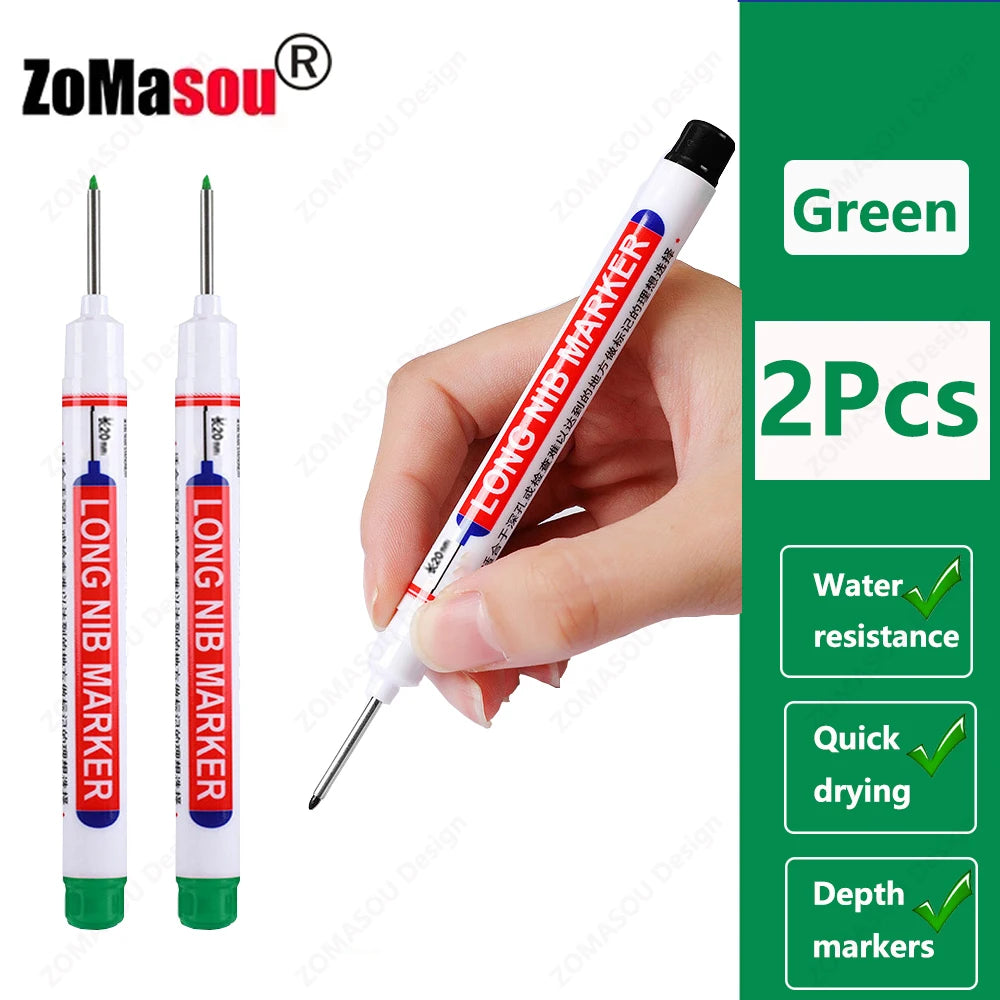 1-100Pcs 2cm Waterproof Long Head Markers Deep Hole Marker Pen for Metal Carpenter Red/Black/Blue/Green Ink Woodworking Tools Beauty World Shop