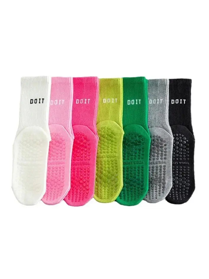 3 Pairs Cotton Yoga Socks For Women Solid Color Professional Non-slip Pilates Dance Gym Sports Breathable Fitness Floor Socks Beauty World Shop