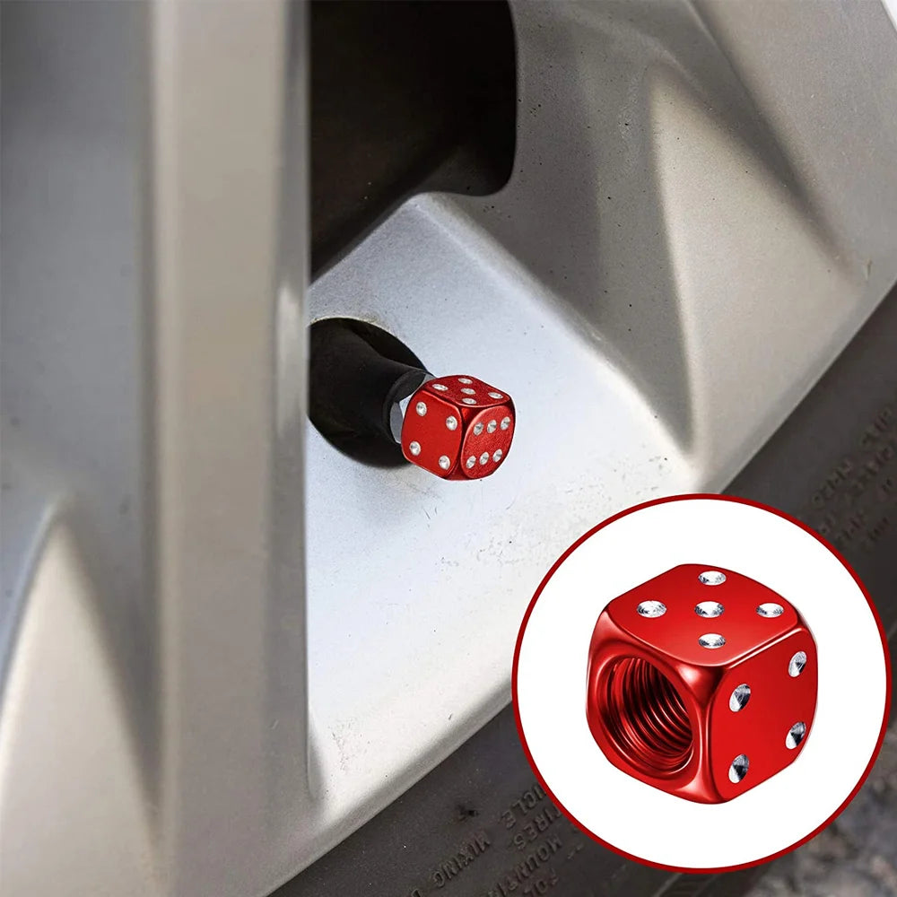 Aluminum Dice Tire Valve Caps Dustproof Car Truck Motocycle Bike Dice Wheel Stem Tyre Tire Wheel Stem Air Valve Dust Cap Cover Beauty World Shop